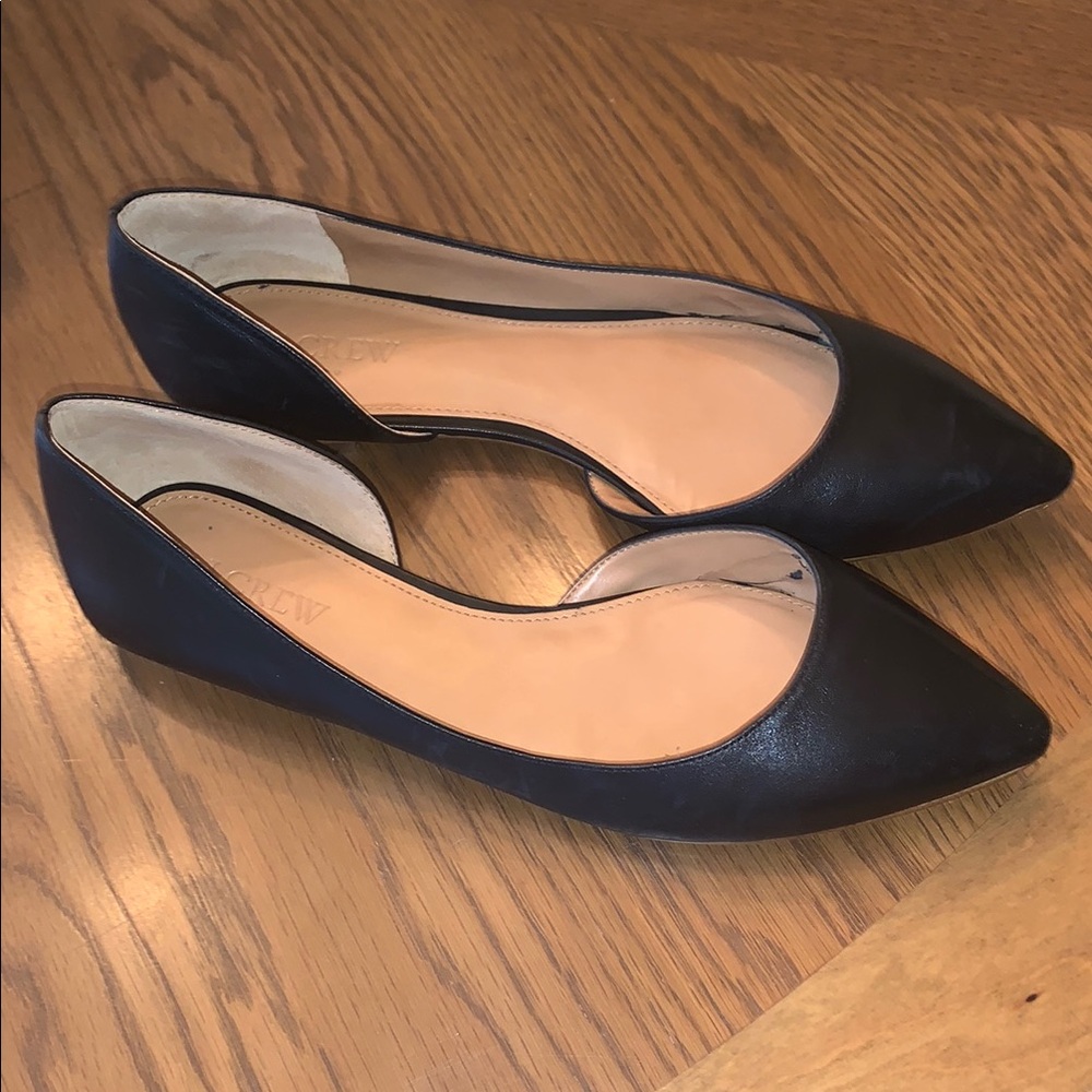 J. Crew Black Pointed Toe D'Orsay Flats Shoes SZ 10